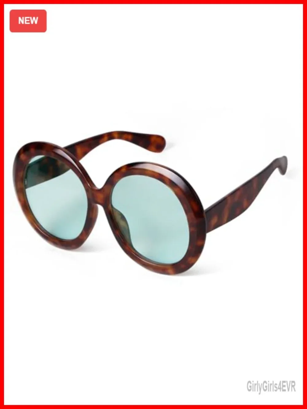 Oversized Round Sunglasses for Women, UV400 Protection, Plastic Frame